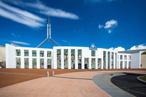 The stunning architecture of the Parliament of Australia in Canberra, Australian Capital Territory,