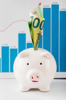 Front view piggy bank growth chart
