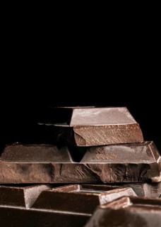 Close up chocolate bar squares