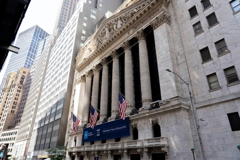 New York, United States of America, September 19, 2019: Facade of the Stock Exchange buidling on