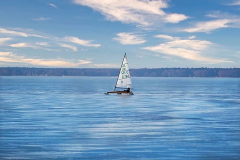 Ice sailing on the Steinhuder Meer, Steinhude, Lower Saxony, Germany, Europe