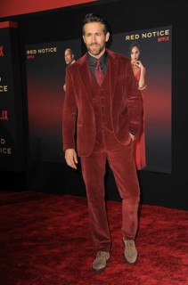 Ryan Reynolds at the World Premiere of Netflix's 'Red Notice' held at the L.A. LIVE in Los Angeles,
