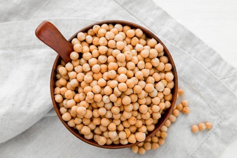 Top view chickpeas beans concept. Beautiful photo