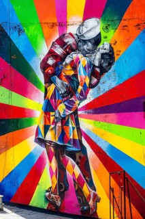 New York. Manhattan. Graffiti by Kobra as seen from the High Line