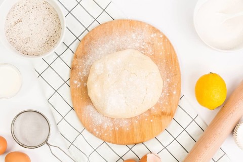 Pastry kneaded dough with healthy ingredient kitchen utensil