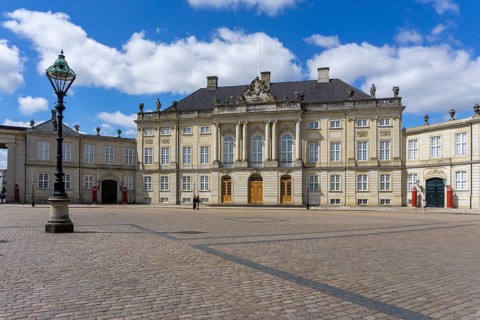 Copenhagen, Denmark - 13 June, 2021: view of Christian VII Palace on the Amalienborg Castle Square