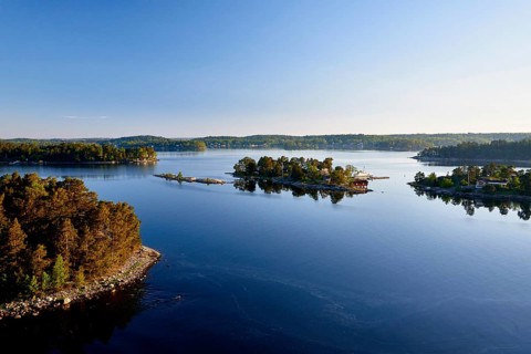 Aerial view on scandinavian skerry coast