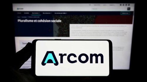 Stuttgart, Germany, 12-02-2022: Person holding smartphone with logo of French digital regulation