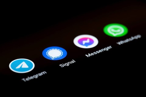 31-05-2021 Hamburg, Germany: close-up view of app icons of different messaging apps on smartphone
