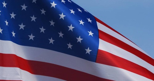 American Flag Waving in the Wind, Normandy
