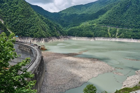 Enguri Dam, Inguri Dam, Enguri River Dam, Earth's Highest Arch Dam, High Caucasus, Svanetia,