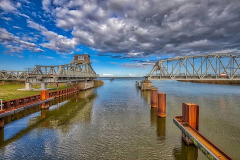 Historical railway bridge Meiningen bridge Darß Zingst