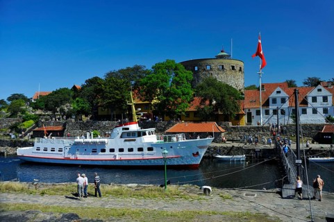 Great Tower and Ship, Harbour, Christianso Island, Denmark, Pea Islands, Europe