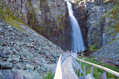 Njupeskär, the highest waterfall in Sweden, Fulufjället National Park, Dalarnas län, Dalarna