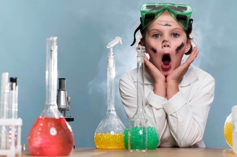 Cute girl science lab