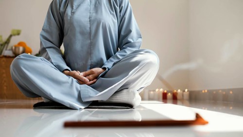 Front view woman meditating