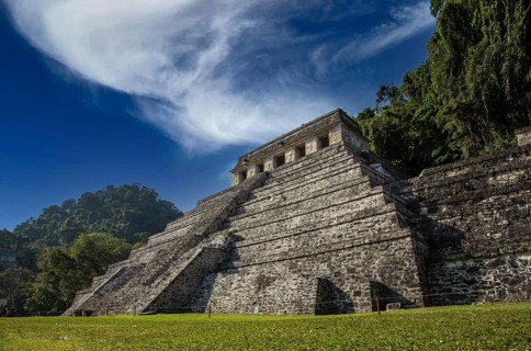 Beautiful pyramid that you can see in the temples of Palenque. Yucatan, Mexico, Central America