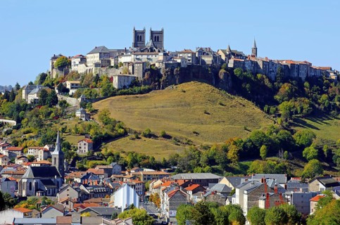 Town of Saint-Flour in the Cantal in the Auvergne, France, Europe