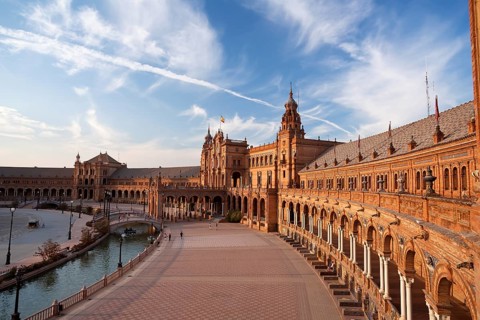 Plaza de Espana palace in Seville, Spain, Europe