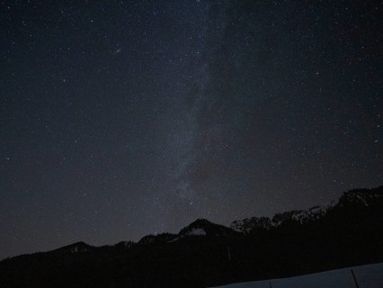 Winter Milky Way, starry sky, Buchauer Sattel, Gesäuse National Park, Styria, Austria, Europe