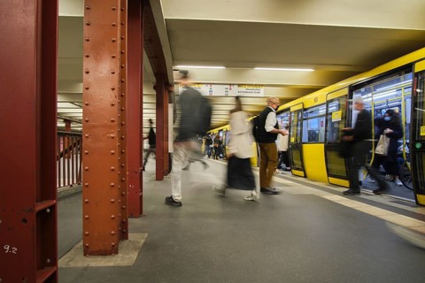 Germany, Berlin, 17. 09. 2020, Alexanderplatz underground station, U2, to Pankow, rushing