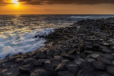 Sunset at the Giants Causeway, Northern Ireland, UK