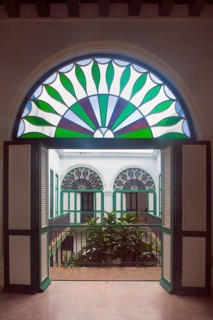 Stained glass window, Casa de los Arabes, Old Havana, Cuba, Central America