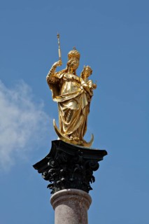 Germany, Munich, Marienplatz, Virgin Mary on the Marian Column, Europe