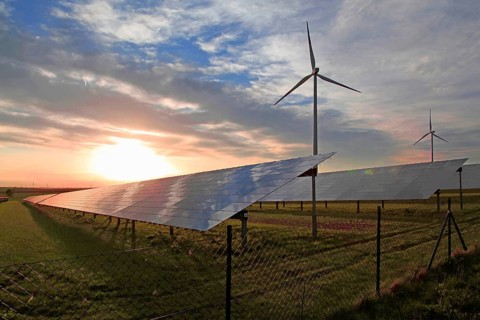 Repperndorf solar and wind power plant, Kitzingen, Lower Franconia, Bavaria, solar power plant,