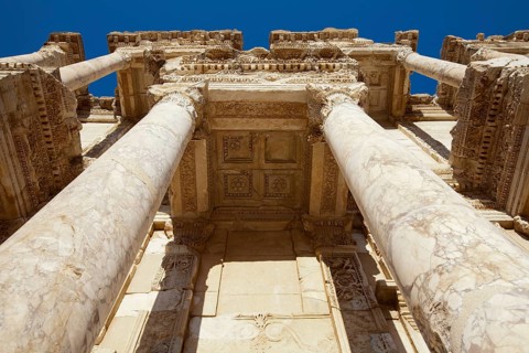 The Library of Celsus is an ancient building in Ephesus, Izmir, Turkey, Asia