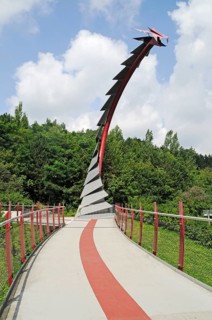 Dragon Bridge, Hoheward slag heap, landscape park, Herten, Ruhr area, North Rhine-Westphalia,