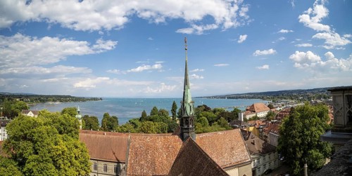 View from the cathedral over Lake Constance, Constance, Lake Constance, Baden-Württemberg, Germany,