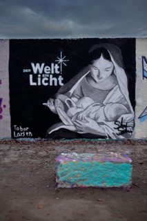 Germany, Berlin, 20. 12. 2020, Mauerpark, Graffiti Wall, Madonna with Child, A Light to the World,