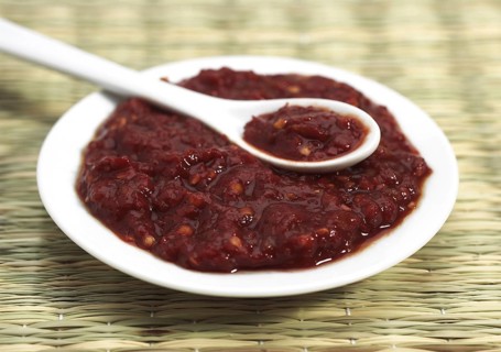 Harissa, chili sauce made from chili pepper, spice from North Africa