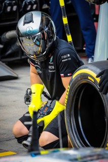 MELBOURNE, AUSTRALIA, APRIL 9: Mercedes F1 team mechanics practising pit stops at the 2022
