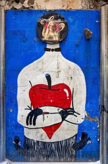 Naples Campania Italy. Sacred profane Street graffiti at Quartieri Spagnoli (Spanish Quarters), a