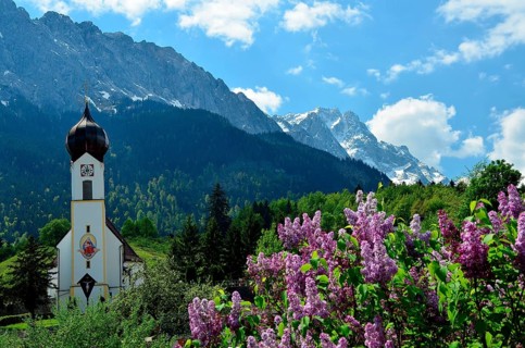 Village church, Waxenstein, Zugspitze, Grainau, Garmisch-Partenkirchen, Loisachtal, Zugspitzland,