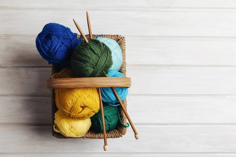 Top view wool balls basket. Resolution and high quality beautiful photo