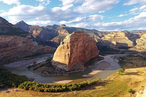 Steamboat Rock, Green River, Echo Park, Dinosaur National Park, CO, USA, North America