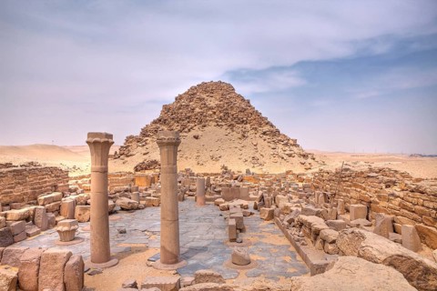 Mortuary Temple and Pyramid of Pharaoh Sahure, Abusir, Egypt, Africa