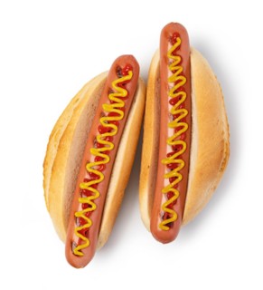 Hot dog with ketchup and mustard isolated on white background