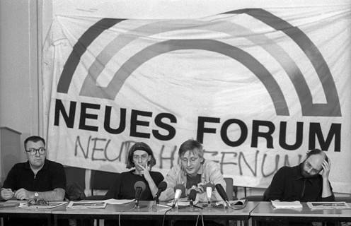 (l. to r.) Hans Schwenke, Civil Rights Committee 15 January, Wolfram Kempe, Klaus Wolfram, editor