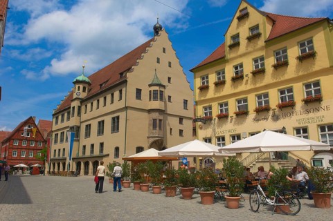 Nordlingen, Market square, Town Hall, Romantic Road, Nördlingen, Swabia