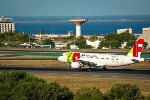 Jul 23, 2023, Lisbon, Portugal. Air Portugal or TAP airplane on runway of Humberto Delgado airport,
