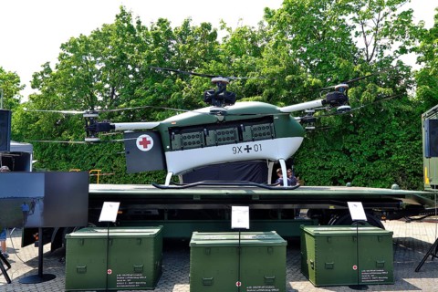 Rescue drone Cricket for transporting wounded soldiers, Bundeswehr Day, Munich, Bavaria, Germany,