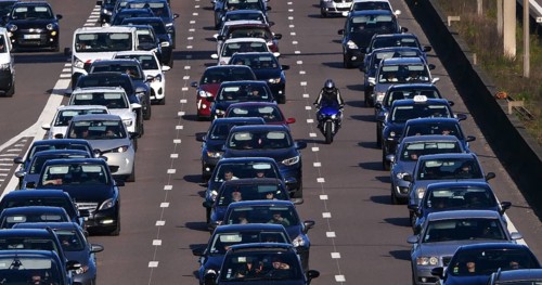 Traffic Jam on Highway A4 near Paris, Car Traffic, France, Europe