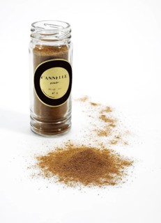 CINNAMON POWDER (cinnamomum zeylanicum) AGAINST WHITE BACKGROUND