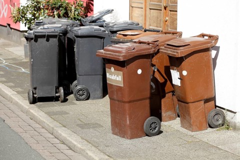Organic bins and waste bins for residual waste, Germany, Europe
