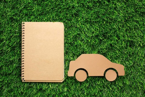 Cartoon car notebook grass