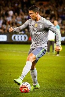 MELBOURNE, AUSTRALIA, JULY 24: Cristiano Ronaldo with the ball as Manchester City play Real Madrid